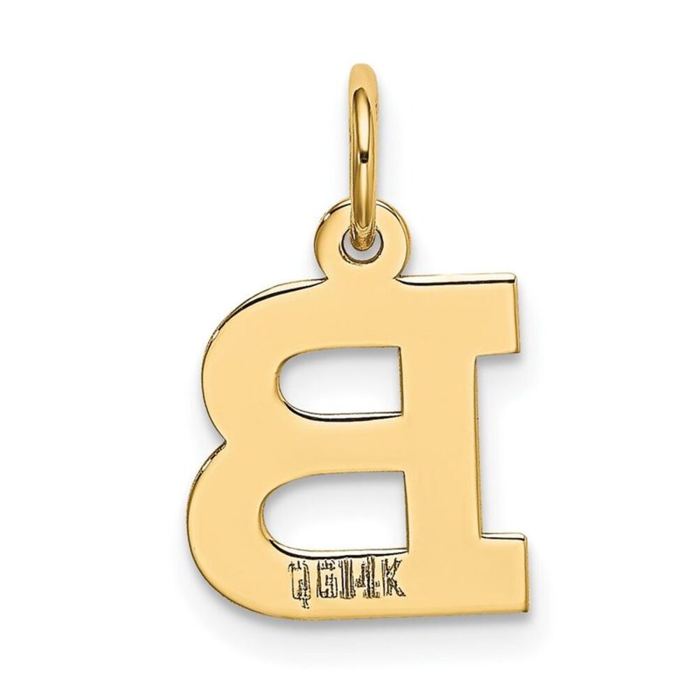 10k Yellow Gold Small Block Initial B Charm - image 4